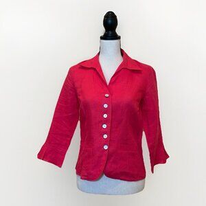 Talbots Blazer Women’s Size 4 Petites Bright Dark Pink 100% Irish Linen
